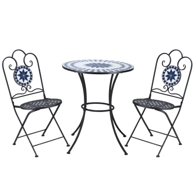 Outsunny Set da giardino 66cm x 66cm x 76.5cm Blu