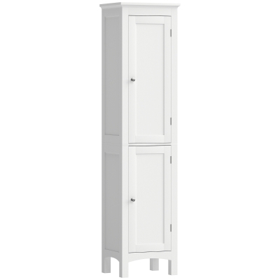 Kleankin Tall Bathroom Cabinet Adjustable Shelves White