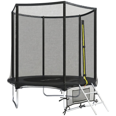 SPORTNOW Trampoline Ø183cm Extérieur Filet Sécurité Échelle Noir