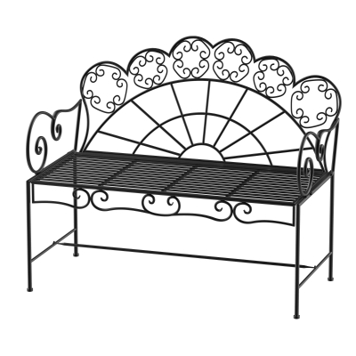 Outsunny Metal Garden Bench Loveseat Slatted Seat Black