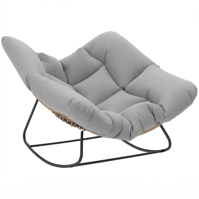 Outsunny Rocking Egg Chair with Cushion Light Grey
