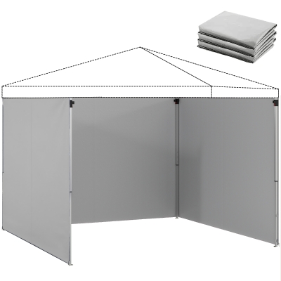 Outsunny 3-teiliges Set Seitenteile mit Reißverschluss für 3 x 3 m Pavillon, Hellgrau