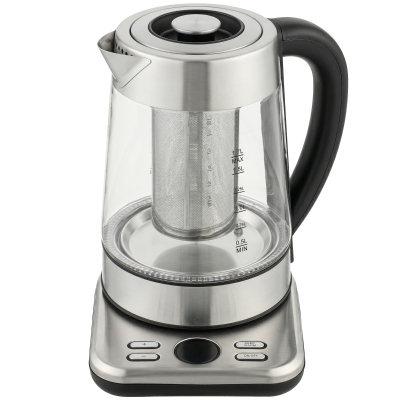 HOMCOM Elektrische Waterkoker, 1,7L Snelkoker met 2200W Vermogen, UK Strix Thermostaat, Theefilter, Warmhoudfunctie