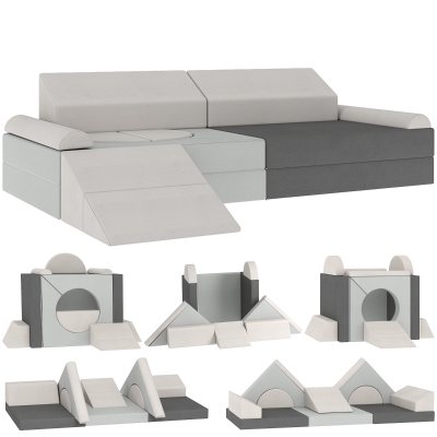 AIYAPLAY Kids Modular Play Sofa 12-Piece Foam Set Grey