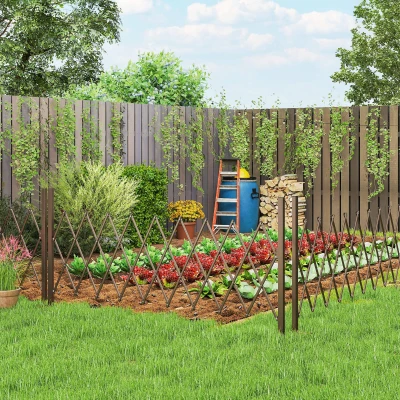 Outsunny Foldable Garden Trellis Fence Dark Brown 250x103.5cm