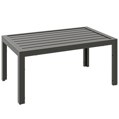 Outsunny Patio Side Table Steel Frame Slat Top Grey