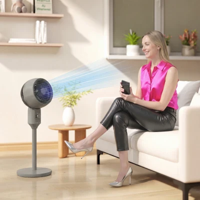 HOMCOM Pedestal Air Circulator Fan 9 Inch Grey