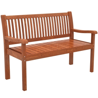 Outsunny Wooden Garden Bench 2-Seater with Backrest, Outdoor