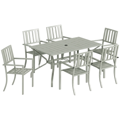 Outsunny 7pc Garden Table & Chairs 6-Seater Light Grey