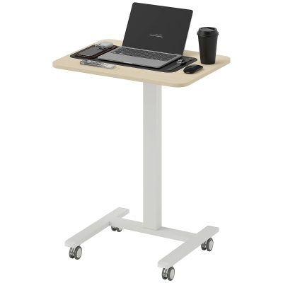Vinsetto Bureau Debout Réglable 65x48x108cm 4 Roulettes Jaune