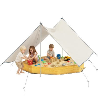 AIYAPLAY Bac à Sable Bois avec Auvent et Bancs Jaune