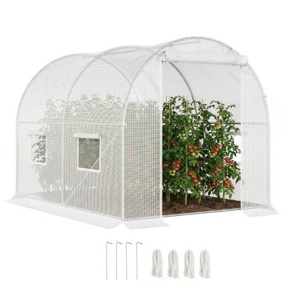 Outsunny Serre Tunnel 6m² Acier PE Blanc 3x2m