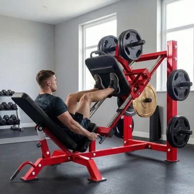 SPORTNOW Presse à Cuisses 455kg Appareil Musculation Réglable Rouge