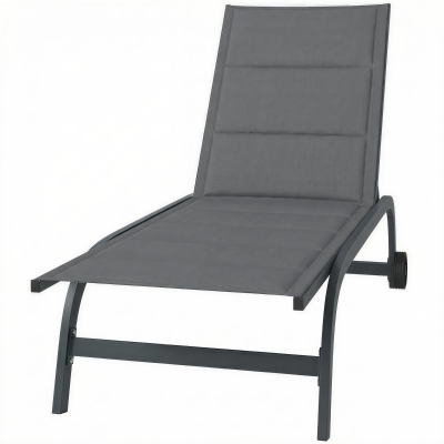 Outsunny Bain de Soleil Aluminium Gris Dossier Réglable 6 Positions