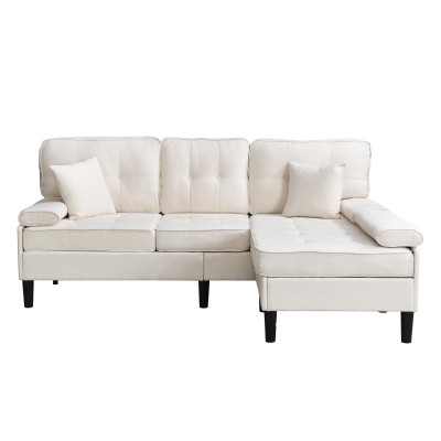 Divano angolare a L in chenille, Beige chiaro