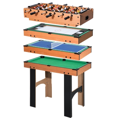 HOMCOM Stół wielofunkcyjny 4w1: piłkarzyki, hokej, tenis, bilard