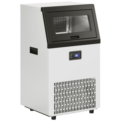 HOMCOM Commerciële IJsblokjesmachine, 55 kg/24u Roestvrij Staal Onderbouw of Vrijstaande IJsblokjesmaker met 13 kg Opslag