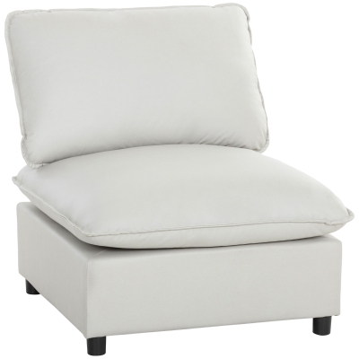 HOMCOM Fotel akcentowy, nowoczesny fotel Leathaire z szerokim i głębokim siedziskiem, grube poduszki, łatwy montaż, szary