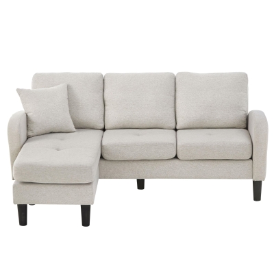 Divano angolare a forma di L con chaise longue, Grigio e bianco