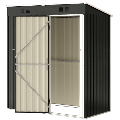 Outsunny Abri Métal 1,37m² Verrouillable Ventilé Toit Monopente