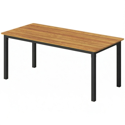 Outsunny Table Jardin Bois 180x86cm 6-8 Pers Cadre Acier Teck