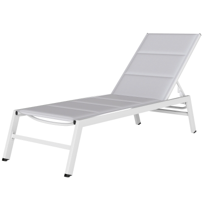 Outsunny Bain de Soleil Aluminium Dossier Réglable 6 Positions Gris