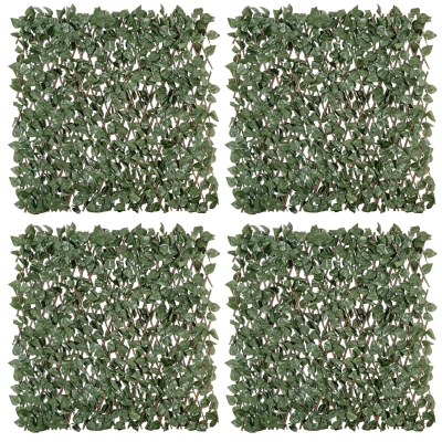 Outsunny Haies Artificielles Lierre 200x100cm Polyester Osier Vert