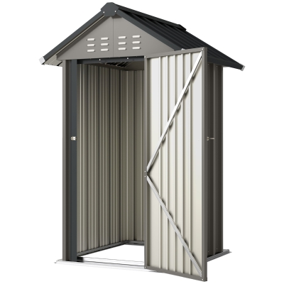 Outsunny Abri Métal 1,17m² Toit Pignon Verrou Ventilé 122x121x192cm