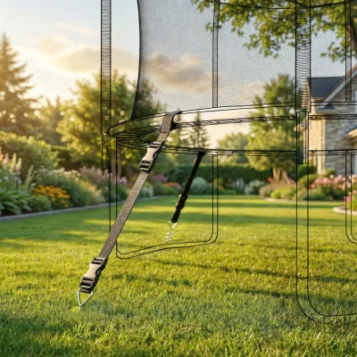 SPORTNOW Kotwy gruntowe śrubowe zestaw 4 szt. 32 cm spiralne do trampoliny z uchwytem trójkątnym, regulowane pasy, srebrny kolor