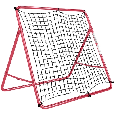 SPORTNOW Rede de Rebate Portátil para Futebol, 5 Ângulos Ajustáveis em Aço e Nylon de Dupla Camada, 103x72x89cm, Vermelho