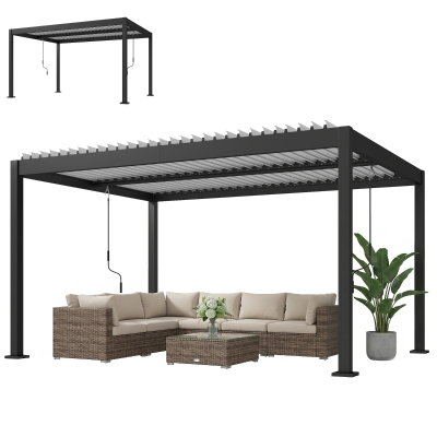 Outsunny Pergola Aluminium 4x3m Toit Ajustable Jardin Extérieur Blanc