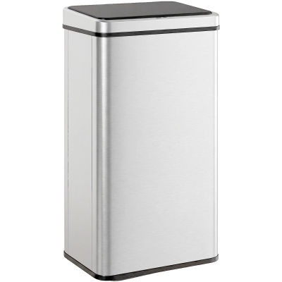 HOMCOM Poubelle Automatique 50L Acier Inox Argenté