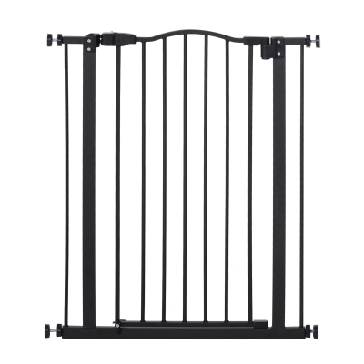 PawHut Pressure Fit Dog Gate, 94cm Tall Pet Stairs Gate, Auto Close Safety Barrier, 74-80cm Wide, with Double Locking, Black