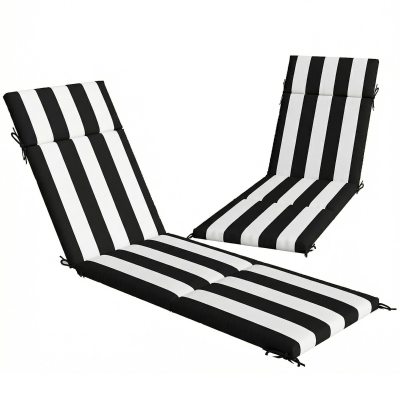 Outsunny Set 2 Cuscini Sedie con 6 Lacci in Cotone Nero e Bianco