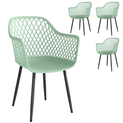 Outsunny Set 4 Sedie da Giardino con Braccioli Verde