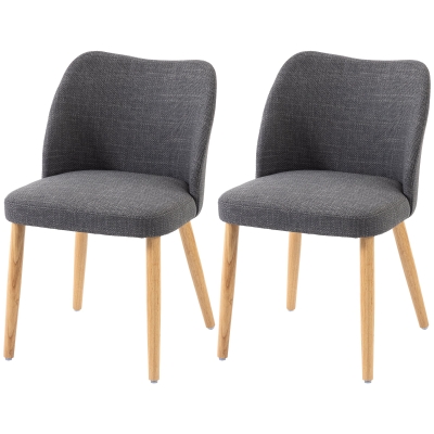 HOMCOM Chaises Cuisine Lot de 2 Tissu Lin Bois Gris Clair
