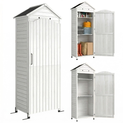 Outsunny Casetta da Giardino Impermeabile con Scaffali Bianco