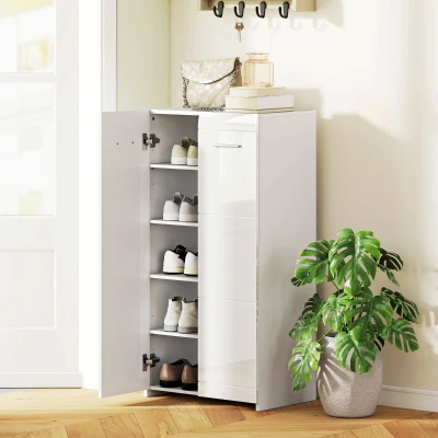 HOMCOM Mobile Scarpiera a 5 Ripiani in Legno 55x36x108 cm Bianco