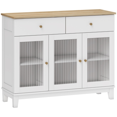 HOMCOM Credenza Cucina con 2 Cassetti 2 Armadietti Bianco Rovere
