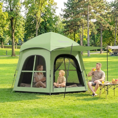 Outsunny Pop-Up Camping Tent 3-4 Person Waterproof Green