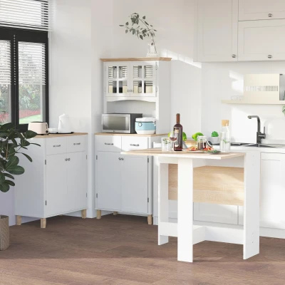 HOMCOM Wooden Folding Dining Table Oak & White