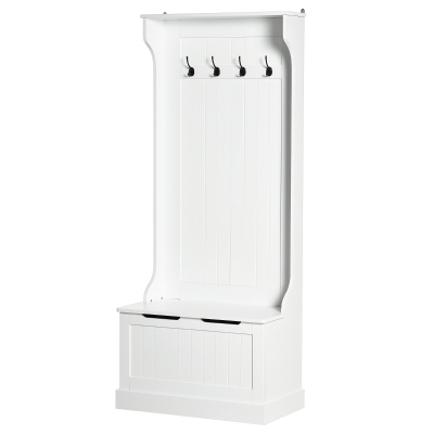 HOMCOM Porte-Manteau Moderne 3 en 1 avec Banc et Rangement Blanc