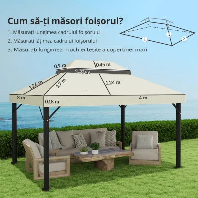 Acoperiș pentru Foișor cu 2 Niveluri din Material Oxford Crem
