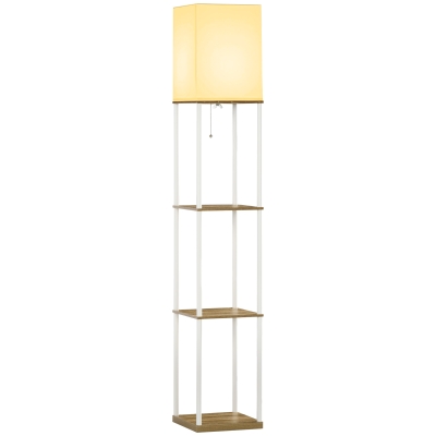 HOMCOM Lampadaire Bois Moderne 3 Étagères E27 Blanc