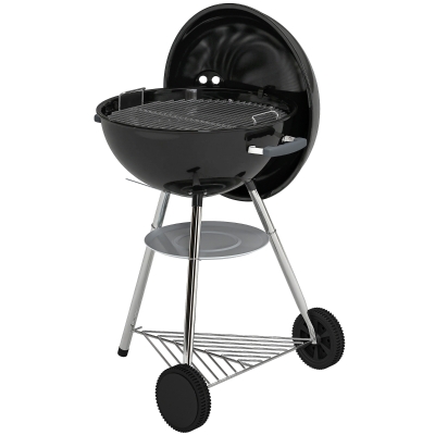 Outsunny Barbecue Charbon Portable Rond Couvercle Thermomètre Noir