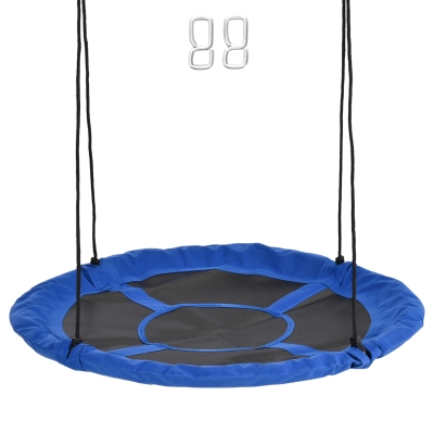 Outsunny Huśtawka Wieszakowa, odporna na warunki atmosferyczne, do 100 kg, regulowane długości sznurów, Φ110 cm, Niebieska