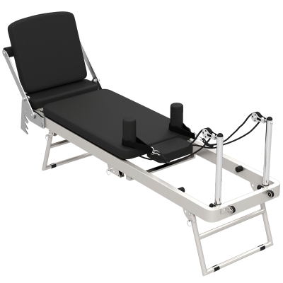SPORTNOW Máquina Reformer Pilates Dobrável Sistema Híbrido 4 Molas e 5 Cordas Silencioso Aço 195x56x88 cm Branco
