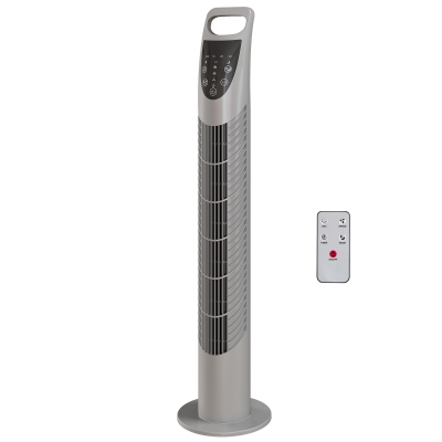 HOMCOM Oscillating Tower Fan 3 Speeds 40W with Timer Grey