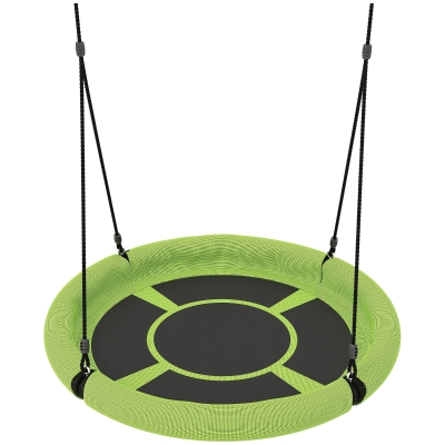 AIYAPLAY 100cm Diameter Nest Swing Seat for Kids with Height Adjustable Hanging Ropes for Outdoor, Playground, Garden, Green