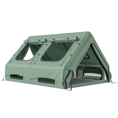 Outsunny Inflatable Camping Tent 4 Season Waterproof Green